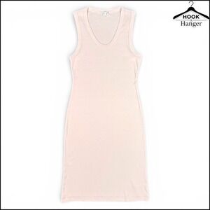 Standard James Perse Light Pink Ribbed Tank Dress 2 M Minimalist V-Neck Bodycon